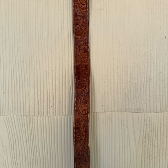 Texas Ranger by Tex Tan Tooled Cowhide Belt - Picture 2 of 7